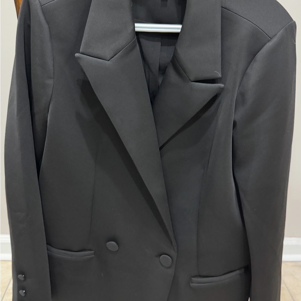 Good American Black Double-Breasted Blazer